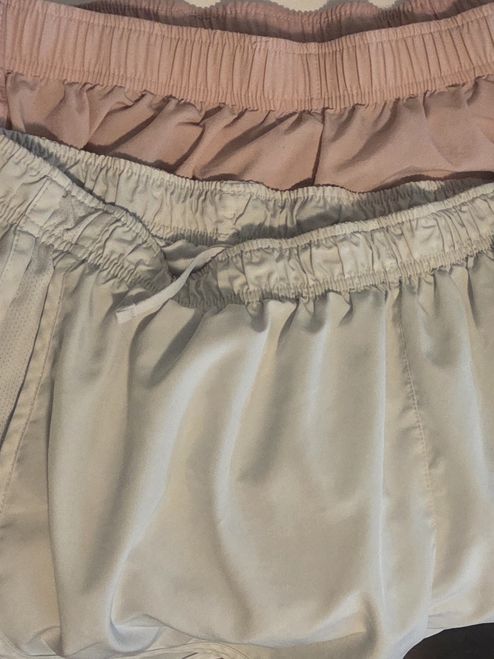 Women's Elastic Waist Casual Shorts - Dusty Pink & Light Gray